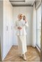Women's Tunic Blouse with Crossed Lace-Up Back and Corsage Detail, 70 cm - 3