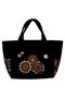 Women's Vegan Black Medium Tote Bag - Blooming in the Dark Design - 2