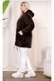 Women's Brown Long Zippered Fleece Cardigan - 2