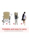 High Back Folding Camping Chair Portable Outdoor Chair with Armrests Cup Holder Storage Pocket Beige - 5