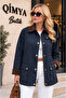 Concept Women's Collar & Cuff Velvet Oilcloth Premium Basic Medium Length Coat-Jacket - 5