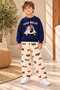 Boy's 2-Piece Set: Bello Printed Navy Blue Sweatshirt and Patterned Wide-Leg Sweatpants - 4