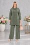 - Women's Plus Size Slit Tunic and Wide Leg Pants Set C8013-Khaki