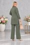 - Women's Plus Size Slit Tunic and Wide Leg Pants Set C8013-Khaki - 8