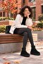 Elena Black Suede Stretch Women's Daily Ankle Winter Boots with Fur Inside and Thick Soles - 7