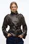 Faux Leather Stand Collar Lined Women's Leather Jacket - 3
