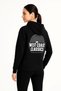 Three thread hooded front and back printed sweatshirt hoodie - black - 3