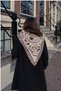 Beige Brown Motif Triangle Shawl |   Winter Soft Textured Shoulder Scarf - 3