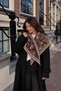 Brown Motif Triangle Shawl |   Beige Patterned Winter Shoulder Scarf
