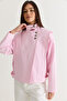 Women's Pink Stand Collar Metal Button Detailed Lined Short Trench Coat 2815 60286458 - 4