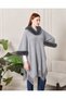 Women's Knitwear Poncho with Fur Detail and Tassels, Shawl Collar Hooded Poncho