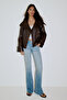 Faux Leather Stand Collar Lined Women's Leather Jacket - 5