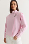 Women's Pink Stand Collar Metal Button Detailed Lined Short Trench Coat 2815 60286458