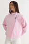 Women's Pink Stand Collar Metal Button Detailed Lined Short Trench Coat 2815 60286458 - 3