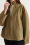 Women's Khaki Oversize Stand Collar Zippered Raglan Sleeve A-Line Short Trench Coat 2100 60286511 - 7