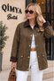 Concept Women's Collar & Cuff Velvet Oilcloth Premium Basic Medium Length Coat-Jacket - 5