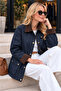 Concept Women's Collar & Cuff Velvet Oilcloth Premium Basic Medium Length Coat-Jacket - 6