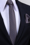 Hand Made 6 cm Polka Dot Pattern Gray-Gold Color Handkerchief Tie - 3