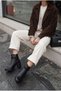 Women's Twisted Cord Detailed Zippered Doré Black Heeled Boots - 4
