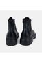Men's Black Leather Boots with Rubber Detail and Zipper - 5