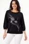 Women's Front Stone Detailed 4/3 Capri Sleeve Glittery Knitwear Blouse