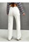 Women's 100% Cotton 3 Thread Threaded Lace-Up / Wide-Leg Sweatpants / Ecru - 3