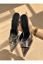 Azra Silver Mirror 10 cm Thin Heel Slippers