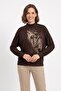Women's Plus Size Lycra Half Turtleneck Flock Printed Bat Sleeve Mom T-Shirt Combed Cotton Blouse - 4