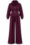 Belted High Collar Modal Fabric Stylish Trouser Suit with Drape Detail - 2