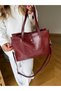 Large Size Women's Hand and Shoulder Bag with Three Compartments and Zipper Closure - 3