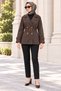 Double-Breasted Belt-Detached Trench Coat-Brown