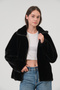 Women's Black Coat Faux Fur Suede Zipper Jacket - 2