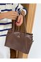 Large Size Women's Hand and Shoulder Bag with Three Compartments and Zipper Closure - 4