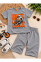 Boy's Crew Neck Printed T-Shirt and Shorts 2-Piece Set