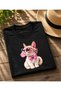Mother-Daughter Balloon Gum-Eyed Cat Printed Crew Neck White-Black T-Shirt/T-Shirt (the Price Is for One Piece.)
