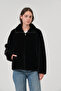 Women's Black Coat Faux Fur Suede Zipper Jacket - 4