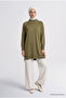 High Collar Basic Knitwear Tunic Oil Green - 2