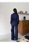Women's Stripe Detailed Zippered Jacket and Wide-Legged Trousers Two-Piece Set - 4