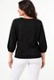Women's Front Stone Detailed 4/3 Capri Sleeve Glittery Knitwear Blouse - 3
