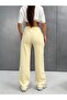 Women's 100% Cotton 3 Thread Threaded Lace-Up / Wide Leg Sweatpants / Light Yellow - 5