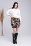 Women's Coffee Black Shawl Pattern Stretchy Short Pencil Skirt - 2
