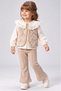 Girl's Plush Vest, Combed Cotton Vintage Collar 3-Thread Winter Set M00871 Beige
