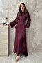 Burgundy side-tie satin dress - 2