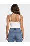 Women's Ecru Ribbed Rope Strap Bodysuit with Snap Buttons at the Bottom - 3