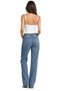 Women's Ecru Ribbed Rope Strap Bodysuit with Snap Buttons at the Bottom - 4