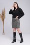 Women's Black and White Houndstooth Pattern Stretchy Short Pencil Skirt - 3