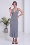 Women's V-Neck Thick Strap Ribbed Knitwear Midi Dress Anthracite, Navy Blue, Brown - 3