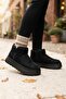 Black Short Cold-Resistant Suede Women's Boots & Booties with Fur Inside - 2