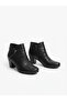 Genuine Leather Black Zipper Detailed Short Heeled Women's Boots - 7