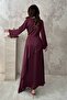 Burgundy side-tie satin dress - 5